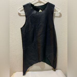 Tish Cox Asymetric hem leather sleeveless top size XXS